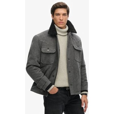 Superdry The Merchant Store-wollen Chore jas Donkergrijs Grootte: S