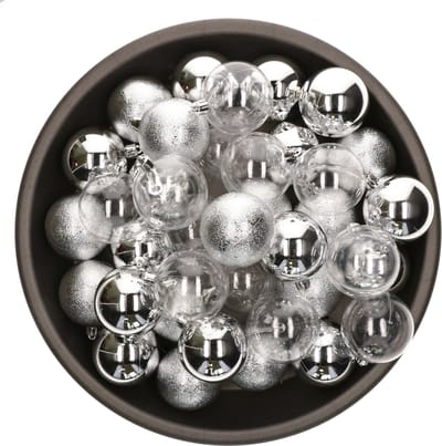 Decoris Kerstballen - 25x stuks - zilver - 6 cm - kunststof - onbreekbaar - kerstversiering