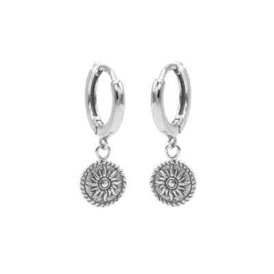 Karma hinged hoops symbool sun coin zilver M2267HIN