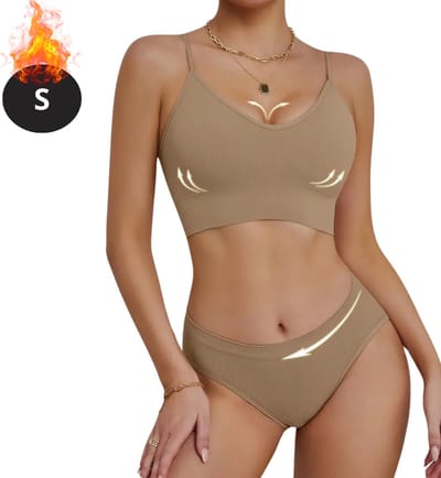 Bovista Lingerie Set Zonder Beugel - Zonder Bandjes - Push-up Bh's - Comfort Beha - Comfortabel - BH - Khaki - Maat S