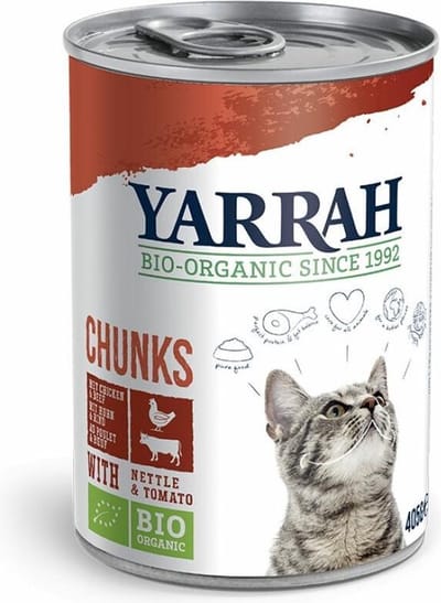 Yarrah Cat Blik Brokjes In Saus - Kip & Rund - Kattenvoer - 12 x 405 g