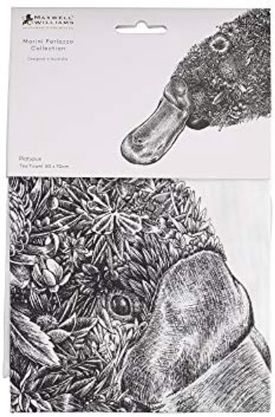 Theedoek met Platypus Design en Natuurlijke Illustratie - 100% Katoen, 50 x 70 cm