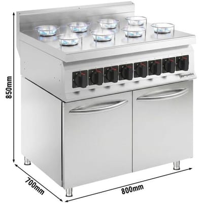 GGM Gastro Gasherd Künefe - 22 kW - 8 Brenner - inkl. Unterbau mit 2 Türen