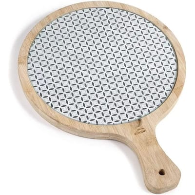 Ronde snijplank van glas en bamboe Lacor