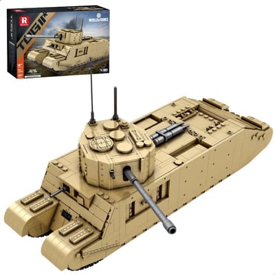 Reobrix - 77032 TOG II Tank bouwset | World of Tanks Edition | WW2 Army auto constructie modelbouw | Educatief militair & leger speelgoed bouwpakketten voor kinderen & volwassenen | Schaal 1:30 | Blok formaat 4.9mm | 1427 bouwstenen