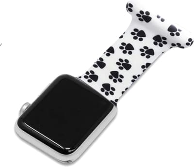 Siliconen Bandje Met Clip En Knijpertje Geschikt Voor Apple Watch Series 3/4/5/6/SE/7 38/40 mm Paws - iWatch Zusterhorloge band Voor Verpleegkundigen/Dokters/Ziekenhuis/Thuiszorg Personeel - Horloge Strap Met Speld En Knijpertje