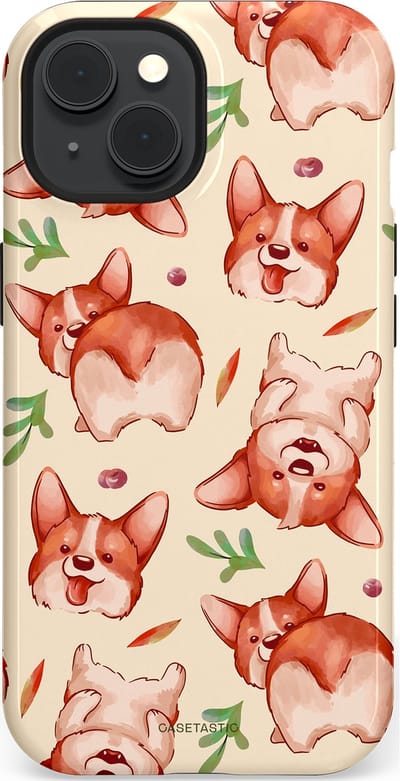 Casetastic Hoesje Geschikt voor Apple iPhone 15 Magsafe - Stijlvolle Beschermende Duo-layer Case - Corgipootjes