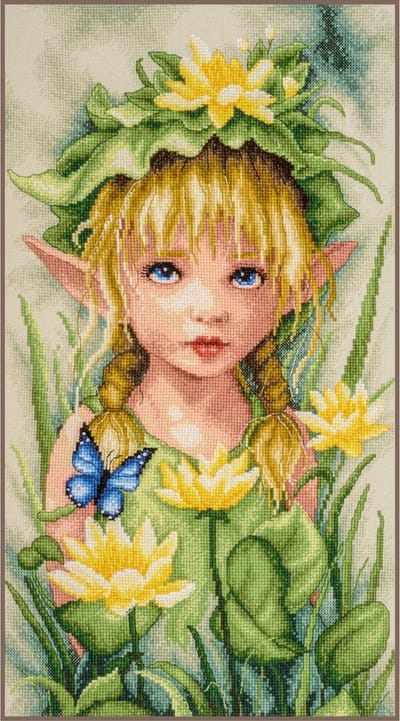 Lanarte Borduurpakket - Borduurset - Borduurpakket volwassenen - Telpakket kit - 22 x 38cm - Lily crowned Fairy - PN-0221118