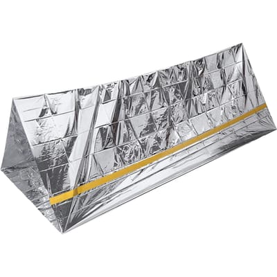 Noodtent Herbruikbaar Opvouwbaar Lichtgewicht PET Aluminiumfolie Thermisch Deksel Overlevingsschuilplaats voor Wandelen Kamperen gray