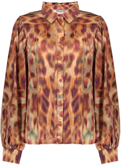 Geisha Blouse Blouse Met Ecoline Print 53656 20 Brown/ Orange Dames Maat - M
