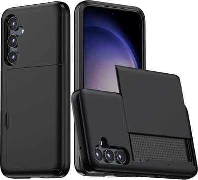 Hoesje met Kaarthouder Slider Geschikt voor Samsung Galaxy A56 / A36 | Back Cover Pasjeshouder Achterkant | Kaarthouder voor Twee Pasjes | Zwart