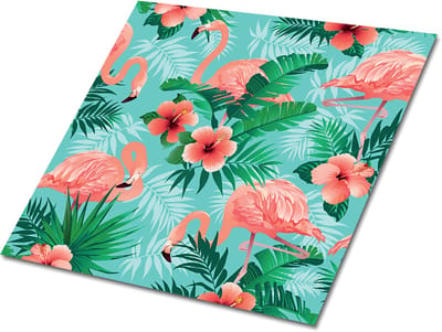 Tulup PVC Tegels - Flamingo'S Vinyl Tegels - 30 cm x 30 cm - Veelkleurig Vinyl Tegels Zelfklevend - Verpakking van 9 stuks - Vloer Tegels PVC - Op planten gebaseerd Plaktegels - Zelfklevende Vinyltegels - Plaktegels keuken en Badkamer