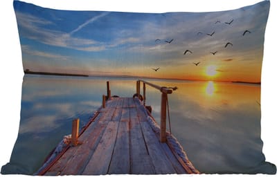 Buitenkussens - Tuin - Water - Steiger - Vogels - Zonsondergang - Horizon - 50x30 cm