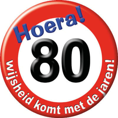 Paperdreams - Verkeersbord Button - 80 jaar