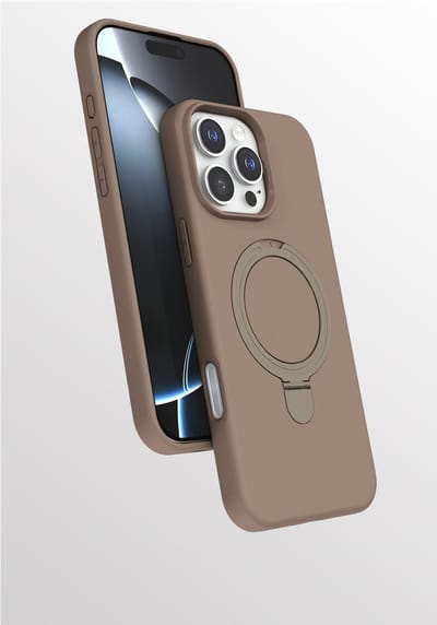 Hoesje Geschikt voor iPhone 16 Pro hoesje zacht siliconen Desert Goud - Liquid Backcover ring hoesje Geschikt voor Magsafe