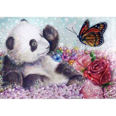 5D DIY Diamantschilderij Schattige Panda Borduurwerk Mozaïek Kruissteek Strass Decoratie 20X30CM gray
