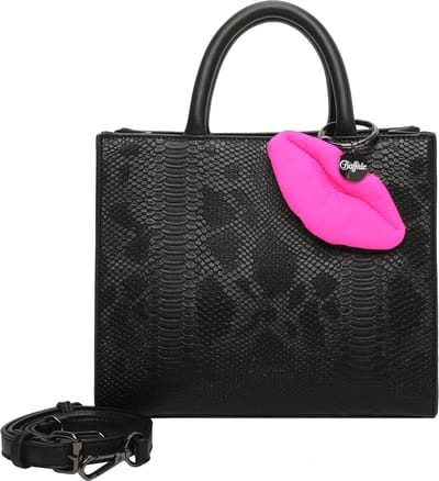 BUFFALO Handtas Schoudertas Scaled Snake Big Boxy Collection Shopper Black Zwart