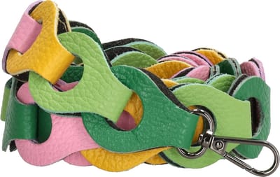 Charm London Anna Schouderband - 100% Leer - Leren Tas - Groen-roze-geel
