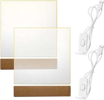 Houten LED Lichtbasis met Acryl Plaat - Warme Kleur Verlichte Lamp voor Creatieve Decoratie