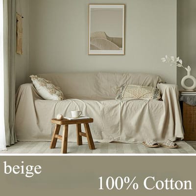 100% Katoen Sofa Hoes Nordic Bankhoes Vier Seizoenen Universele Meubelbeschermer Sofa Hoes voor Slaapkamer Huisdecoratie 1 stuk 130x180cm beige