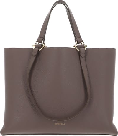 COCCINELLE Leren Handtas Schoudertas Hop On Handbag Grained Leather Warm Taupe