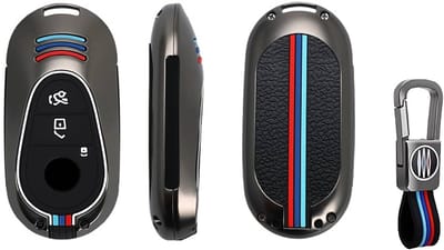 Autosleutel Hoesje geschikt voor Mercedes - Sleutelcover - Metalen Sleutelhoes - Accessoires - grijs