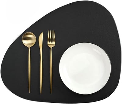 Set van 2 Ovale Vilt Onderzetters Wasbaar Antislip Waterdicht voor Keuken, Eetkamer en Restaurant, Zwart en Hittebestendig