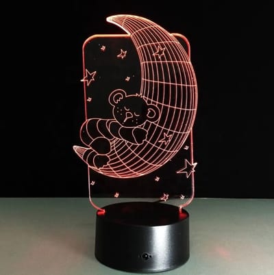 Go Go Gadget - Teddybeer 3D LED Lamp - Baby/ Kinder kamer - Maan en Sterren - Nachtlamp - Multi colour