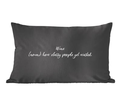 Sierkussens - Kussentjes Woonkamer - 50x30 cm - Quotes - Spreuken - Wijn - Woordenboek - Wijn definitie