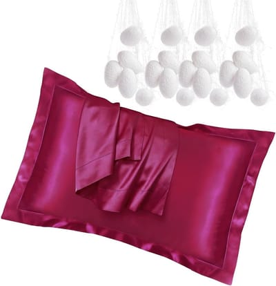 Luxueuze Zijden Kussenslopen 2-Pack (50x80cm/22 Momme) - Hypoallergeen, Perfect voor Huid en Haar, Uitzonderlijke Zachtheid en Verpakking met Envelope Sluiting (Rood)