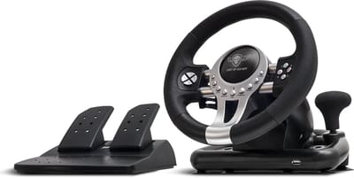 Spirit of Gamer Race Stuur – Geschikt voor PS4/PS3/Xbox One/Pc/Race Stuur – Race Stuur met Pedalen – Stevige Bevestiging – Race Stuur met Handschakelaar – 180 Graden Stuurhoek – Zwart