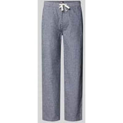 regular fit wijdte broek van mix van katoen en linnen