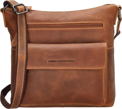 Hide & Stitches Japura Crossbody Schoudertas - 100% Leder - Leren Dames Tas - Cognac