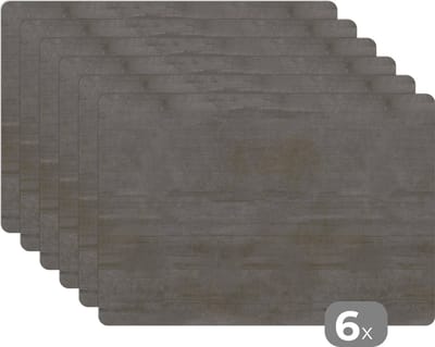 Placemat - Placemats kunststof - Structuur - Beton - Steen - Patronen - 45x30 cm - 6 stuks - Hittebestendig - Anti-Slip - Onderlegger - Afneembaar