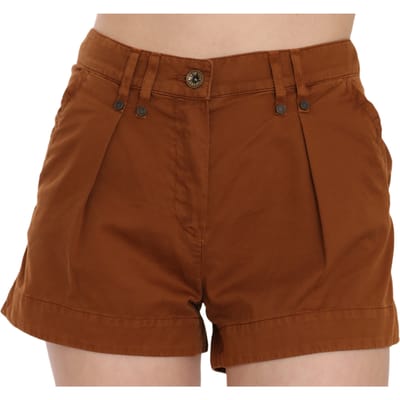 PLEIN SUD Bruine Mid Waist Katoenen Denim Mini Shorts