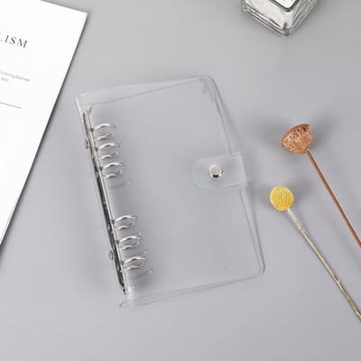 1PC Carnet de voyage Sceau Poinçon Carte de fidélité Cahier Transparent à feuilles mobiles Coque PVC Carnet A6 white