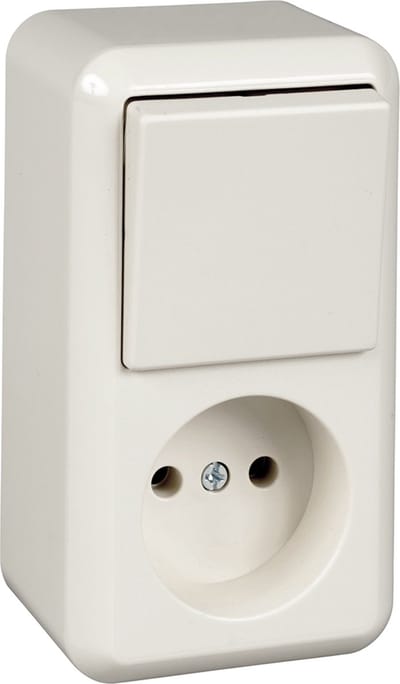 Stopcontact + Wisselschakelaar - Opbouw - Polarwit - Contura - Schneider Electric - 399604