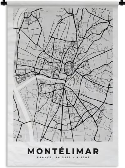 Wandkleed - Wanddoek - Kaart – Stadskaart – Frankrijk - Montélimar - Plattegrond - 120x180 cm - Wandtapijt