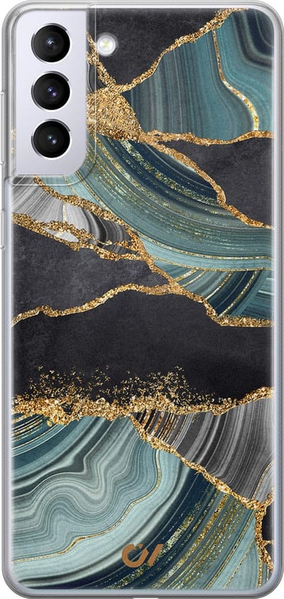 Hoesje geschikt voor Samsung Galaxy S21 hoesje - Marble Jade Stone - - Multi - - Casevibes