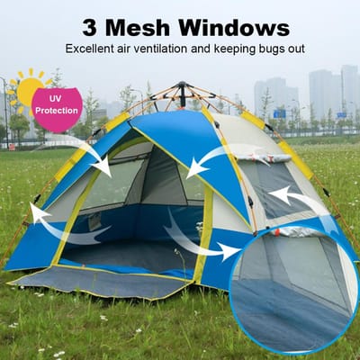 Tente Pop Up Extérieure Résistante à l'Eau Portable Instantanée Automatique Tente de Camping Familiale pour 2 3   3 4 Personnes Camping For 2-3 persons vert foncé