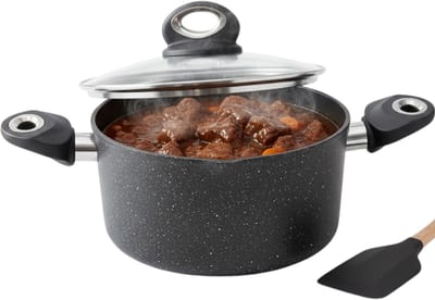 Lomera Braadpan met Deksel - Gesmeed Aluminium - Ø20 CM - Non-Stick Binnenkant - Geschikt voor Alle Warmtebronnen - Vaatwasserbestendig - PFOA Vrij - Inductie Braadpan - Keramische Coating - Glazen Deksel
