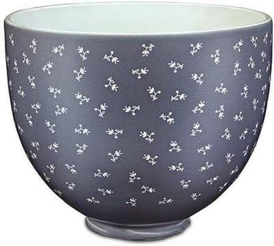 Keramische Mengkom - Bakkom Keuken - Bakken en Mixen - Vintage Floral Design - 4.7 Liter - Blauw