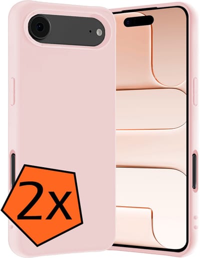 Hoes - 2 Stuks - Geschikt voor Apple iPhone Air - Sterk & Shockproof - Case Siliconen - Back Cover - Telefoon Hoes - Lichtroze