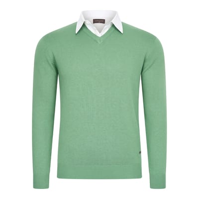 Cappuccino Italia - Heren Trui Pullover Mock - Groen - Maat M