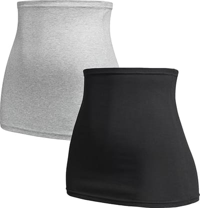 buikband voor zwangere vrouwen nierwarmer - Set van 2 – Zwangerschap - zwangerschaps buikbanden - shirt verlenging voor zwangerschap - Rugwarmer - Zwart--Grijs - 6300