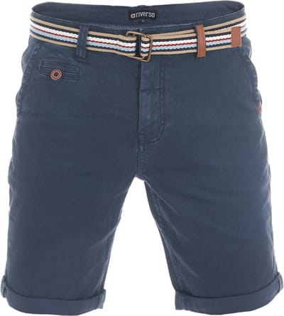riverso Heren Short RIVKlaas regular/straight Blauw W 44 Volwassenen Stretch Zomershorts met Riem & Omslag