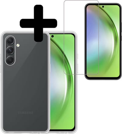 Hoesje - Met Screenprotector - Geschikt voor Samsung Galaxy A54 - Sterk & Shockproof - Back Cover - Siliconen Case - Telefoon Hoes - Telefoonhoesjes - Transparant