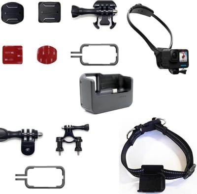 Mini Body Camera Accessoires - Fietsstandaard Helmstandaard - Diverse Bevestigingen - Veelzijdige Montage Opties - Compact Ontwerp - Zwart