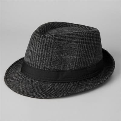 Hoed Heren Herfst en Winter Tophoed Wollen Britse Jazzhoed Oudere Vader Hoed Gentleman Grootvader Oude Man Hoed M（56-58cm） donkergrijze kleur
