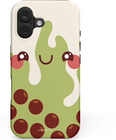 Casetastic hoesje geschikt voor Apple iPhone 16 - MagSafe - Dubbellaagse bescherming - Smeltende pistache bolletjes - Fashion Case - Beige Lichtgrijs Bordeaux